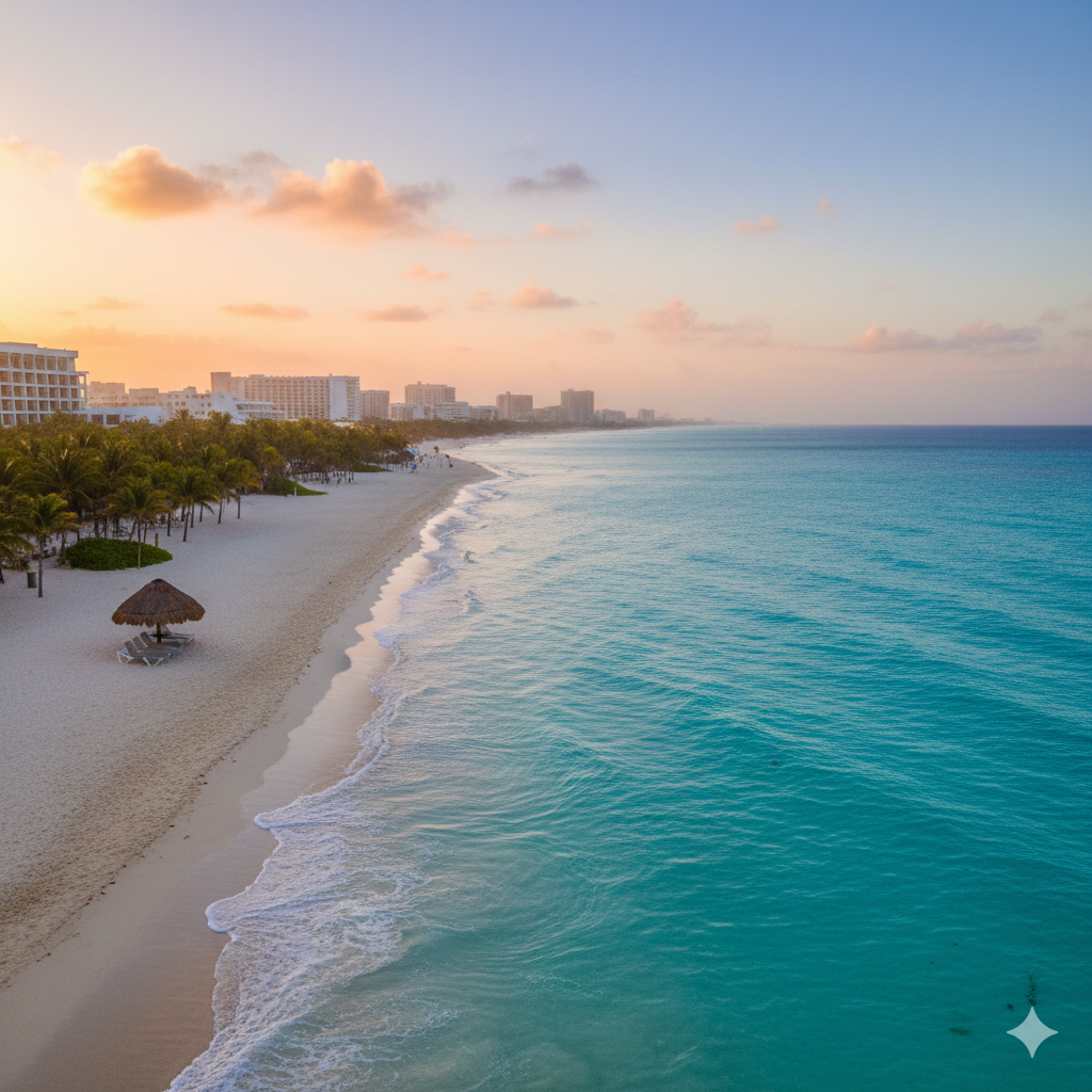 Imagen de la playa de Cancún hecha por Gemini en Enero del 2026